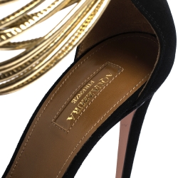 Pre Owned Aquazzura Black Suede Hello Lover Ankle Strap Pumps Size 41