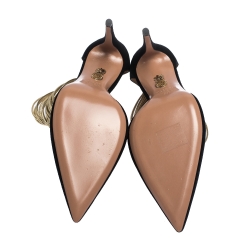 Pre Owned Aquazzura Black Suede Hello Lover Ankle Strap Pumps Size 41