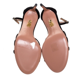 Pre Owned Aquazzura Black Suede Very Purist Ankle Strap Sandals Size 38.5