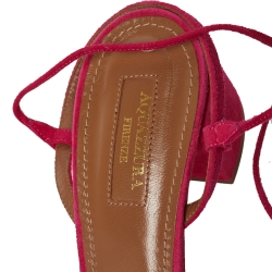 Pre Owned صندل أكوازورا رابطة كاحل خرز شراشيب تروبيكانا سويدي وردي بارادايس مقاس 39