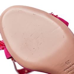 Pre Owned صندل أكوازورا رابطة كاحل خرز شراشيب تروبيكانا سويدي وردي بارادايس مقاس 39