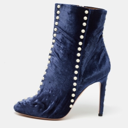 Blue Follie Pearls Ankle Boots