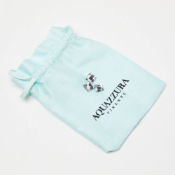 Pre Owned Aquazzura Silver Suede Crystal Embellished Flat Slide Size 36