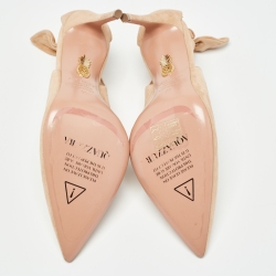 Pre Owned Aquazzura Beige Suede Bow Tie Pumps Size 39