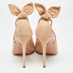 Pre Owned Aquazzura Beige Suede Bow Tie Pumps Size 39