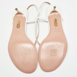 Pre Owned Aquazzura White Leather Slingback Sandals Size 39.5