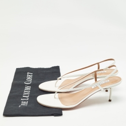 Pre Owned Aquazzura White Leather Slingback Sandals Size 39.5