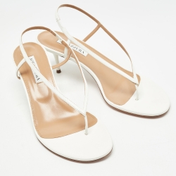 Pre Owned Aquazzura White Leather Slingback Sandals Size 39.5
