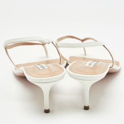 Pre Owned Aquazzura White Leather Slingback Sandals Size 39.5