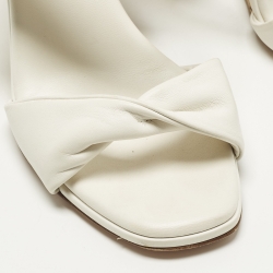 Pre Owned صندل إسفين فلين جلد أبيض أكوازورا مقاس 38.5