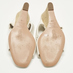 Pre Owned صندل إسفين فلين جلد أبيض أكوازورا مقاس 38.5