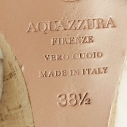 Pre Owned صندل إسفين فلين جلد أبيض أكوازورا مقاس 38.5