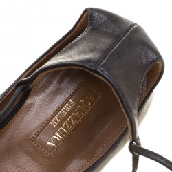 مملوكة مسبقًا Aquazzura Black Leather Christy Lace-up Flats Size 38