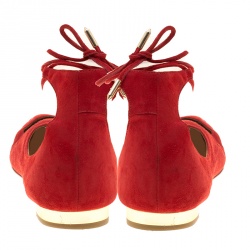 Pre Owned حذاء فلات أكوازورا شريستي جلد أسود برباط مقاس 38