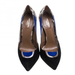 Pre Owned حذاء كعب عالي أكوازورا مقدمة مدببة فيرلس جلد ثعبان وسويدي متعدد الألوان مقاس 36