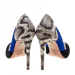 Pre Owned حذاء كعب عالي أكوازورا مقدمة مدببة فيرلس جلد ثعبان وسويدي متعدد الألوان مقاس 36