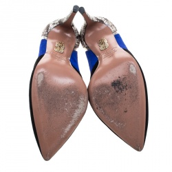 Pre Owned حذاء كعب عالي أكوازورا مقدمة مدببة فيرلس جلد ثعبان وسويدي متعدد الألوان مقاس 36