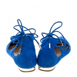 Pre Owned حذاء فلات أكوازورا شريستي جلد أسود برباط مقاس 38