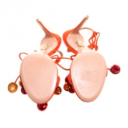 Pre Owned صندل أكوازورا سويدي برتقالي ترتر مزخرف ديسكو بحزام للكاحل مقاس 36