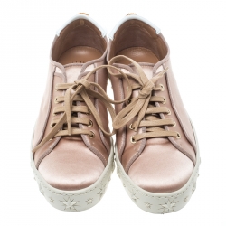 Pre Owned Aquazzura Blush Pink Satin L.A Low Top Sneakers Size 38