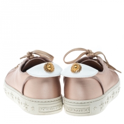 Pre Owned Aquazzura Blush Pink Satin L.A Low Top Sneakers Size 38