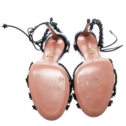 Pre Owned صندل أكوازورا مقدمة مفتوحة سير كاحل ستارلايت جلد أزرق ميتالك مقاس 38