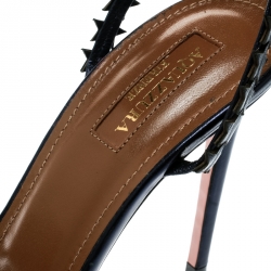 Pre Owned صندل أكوازورا مقدمة مفتوحة سير كاحل ستارلايت جلد أزرق ميتالك مقاس 38