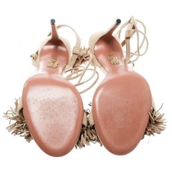 Pre Owned صندل أكوازورا سيور ملتفة وايلد ثينغ سويدي شراشيب بيج مقاس 38