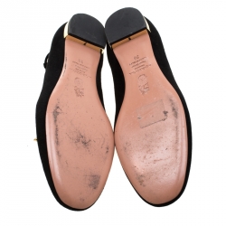 مملوكة مسبقًا Aquazzura Black Suede Dancer Lace Up Flats Size 38