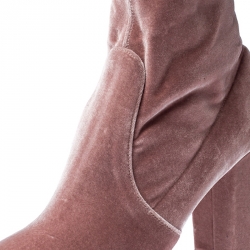 Pre Owned Aquazzura Light Pink Velvet Brooklyn Ankle Boots Size 41