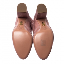 Pre Owned Aquazzura Light Pink Velvet Brooklyn Ankle Boots Size 41