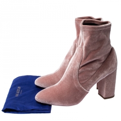 Pre Owned Aquazzura Light Pink Velvet Brooklyn Ankle Boots Size 41