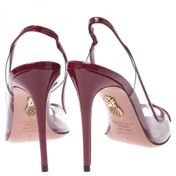 Aquazzura Red PVC and Patent Leather Trim Temptation Slingback Sandals Size 37