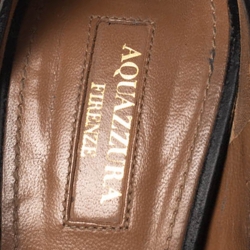 Pre Owned Aquazzura Black Suede Leather Ankle Wrap Pointed Toe Pumps Size 39