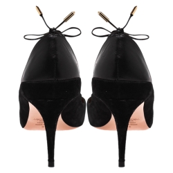 Pre Owned Aquazzura Black Suede Leather Ankle Wrap Pointed Toe Pumps Size 39