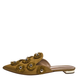 Pre Owned حذاء أكوازورا قماش أصفر مستردة صن فلاور مقدمة مدببة مقاس 39