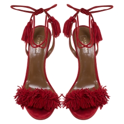 مملوكة مسبقًا صندل أكوازورا موناكو سويدي أحمر بحزام للكاحل مقاس 36