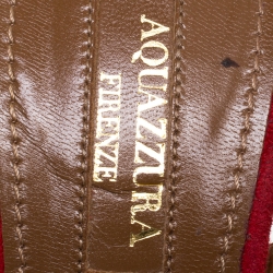 مملوكة مسبقًا صندل أكوازورا موناكو سويدي أحمر بحزام للكاحل مقاس 36