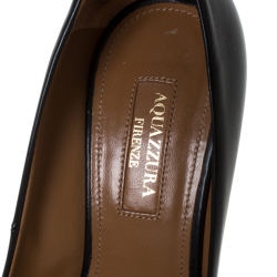 Pre Owned حذاء كعب عالي أكوازروا جلد أسود مقدمة مدببة مقاس 35.5