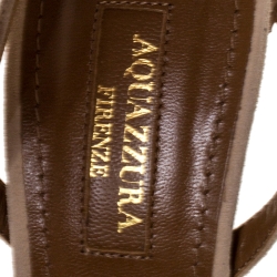 Aquazzura Beige Suede Leather Wild Thing Fringe Ankle wrap Sandals Size 36