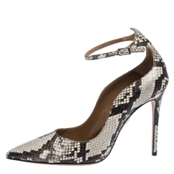 Pre Owned حذاء كعب عالي أكوازورا دولتشي فيتا حزام كاحل جلد نقشة الثعبان مقاس 37