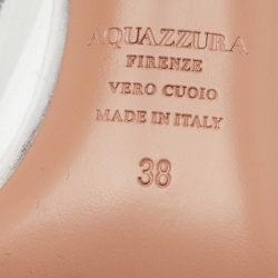 Pre Owned Aquazzura Silver Leather and PVC Temptation Slingback Pumps Size 38