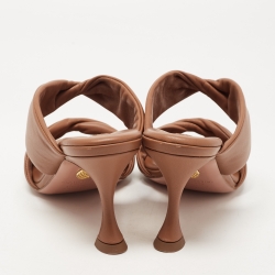 Pre Owned Aquazzura Brown Leather Twist Slide Sandals Size 37