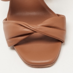 Pre Owned Aquazzura Brown Leather Twist Slide Sandals Size 37