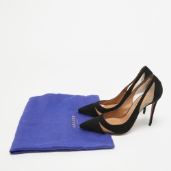 Pre Owned Aquazzura Black Suede and Mesh Savoy Pumps Size 36