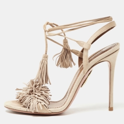 Suede Wild Thing Fringe Ankle Wrap Sandals