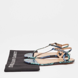 Pre Owned Aquazzura Tricolor Embossed Python Almost Bare Sandals Size 36