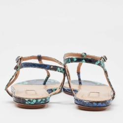 Pre Owned Aquazzura Tricolor Embossed Python Almost Bare Sandals Size 36