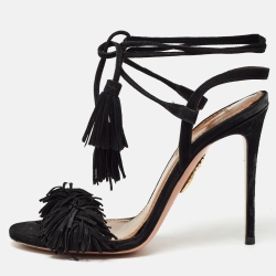 Black Suede Wild Thing Ankle Wrap Sandals