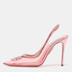 Pink Pvc And Leather Seduction Crystals Slingback Pumps